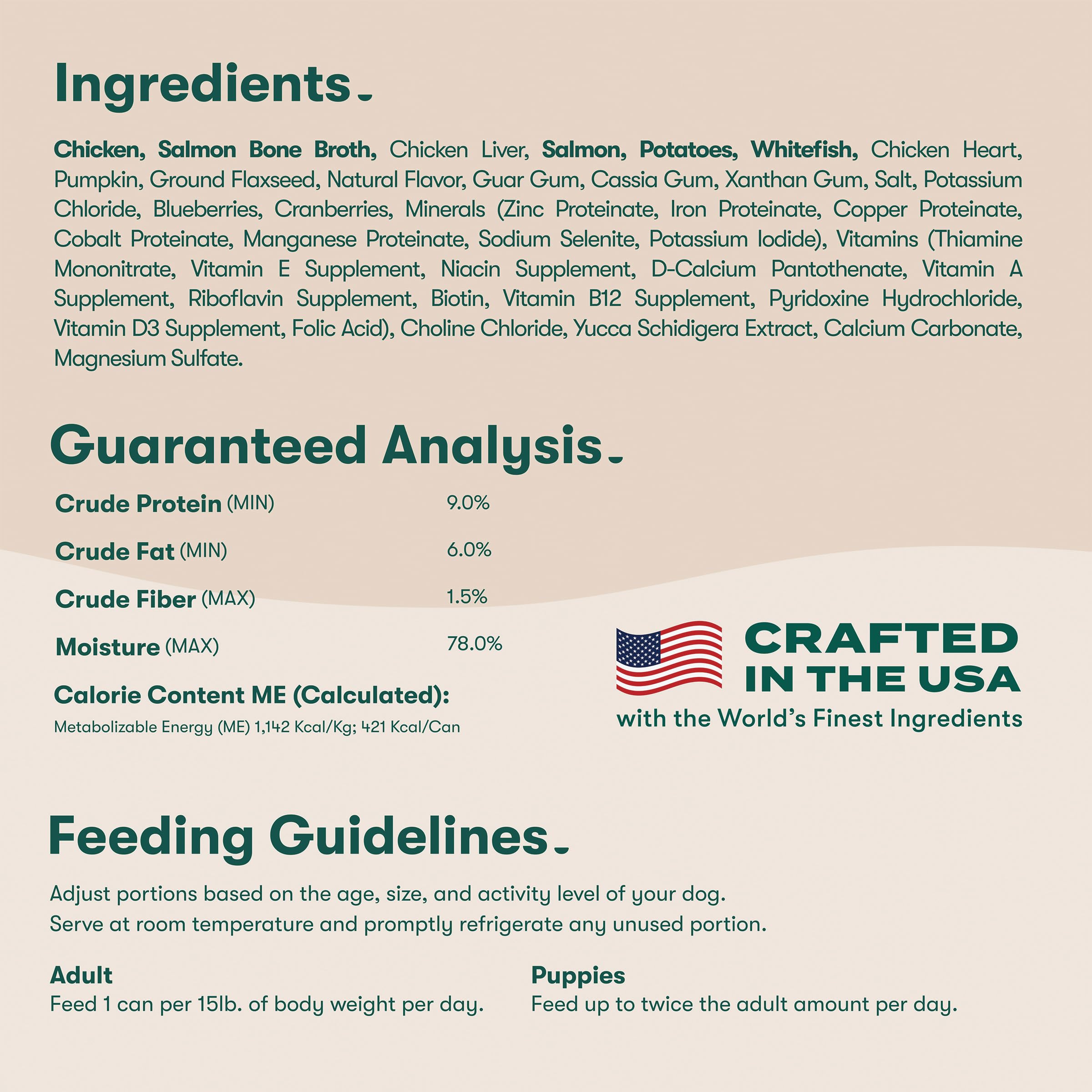 Jinx ingredient list highlights grain-free formula and no corn, wheat, or soy.