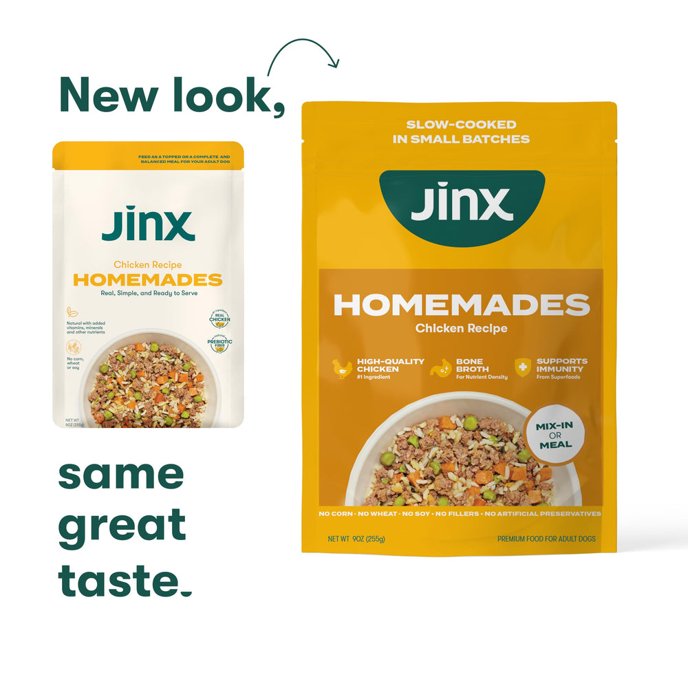 Jinx No Fillers corn-wheat-soy-free pouch supports clean ingredients.