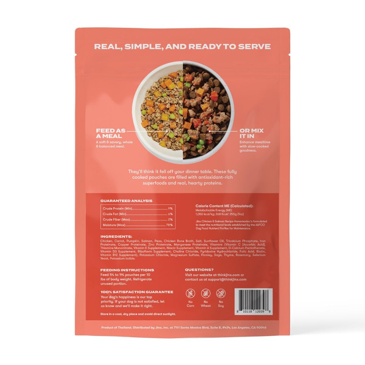 Jinx formula contains no fillers like corn, wheat, or soy.