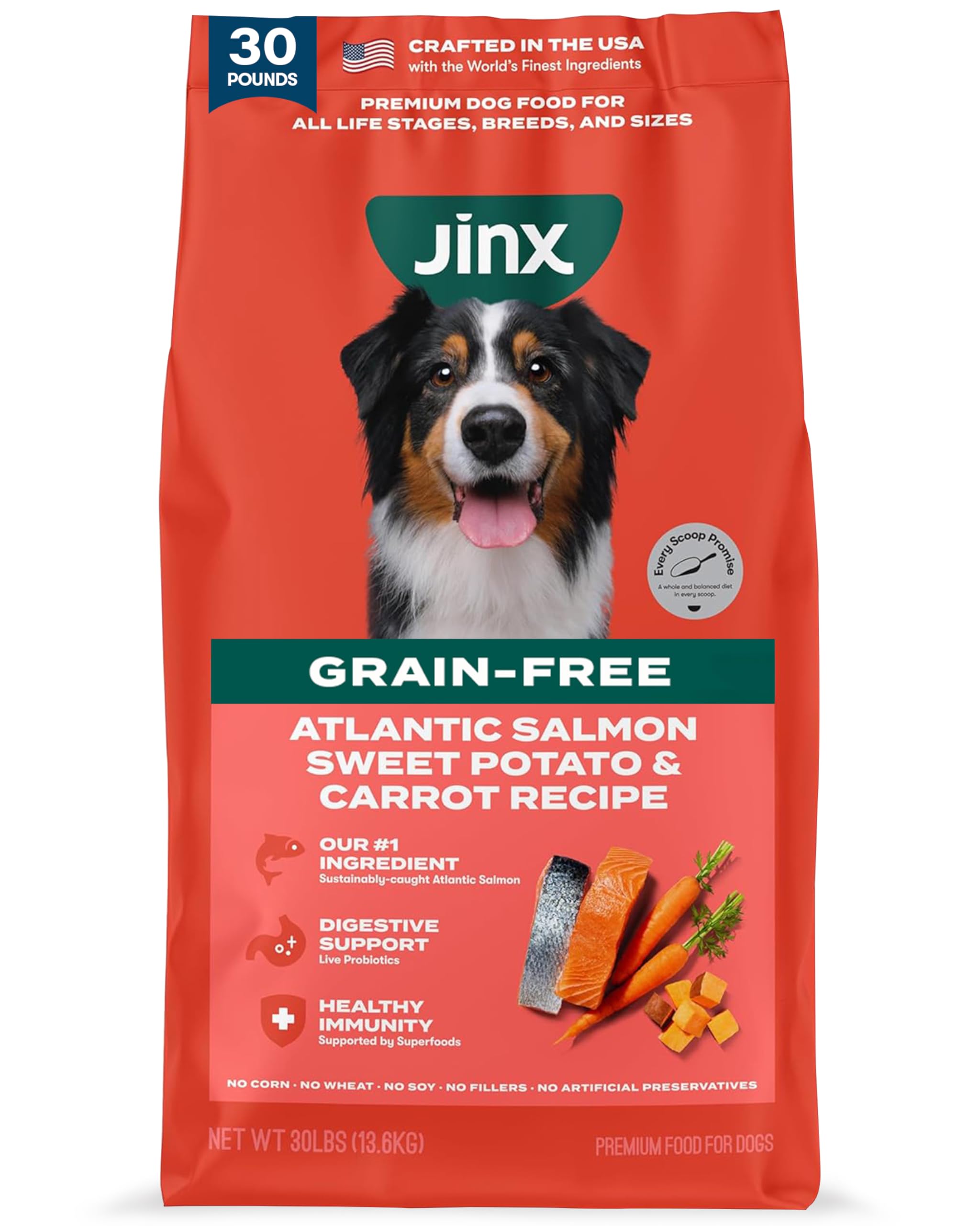 Jinx Premium salmon bag—real salmon protein for lean muscle support.