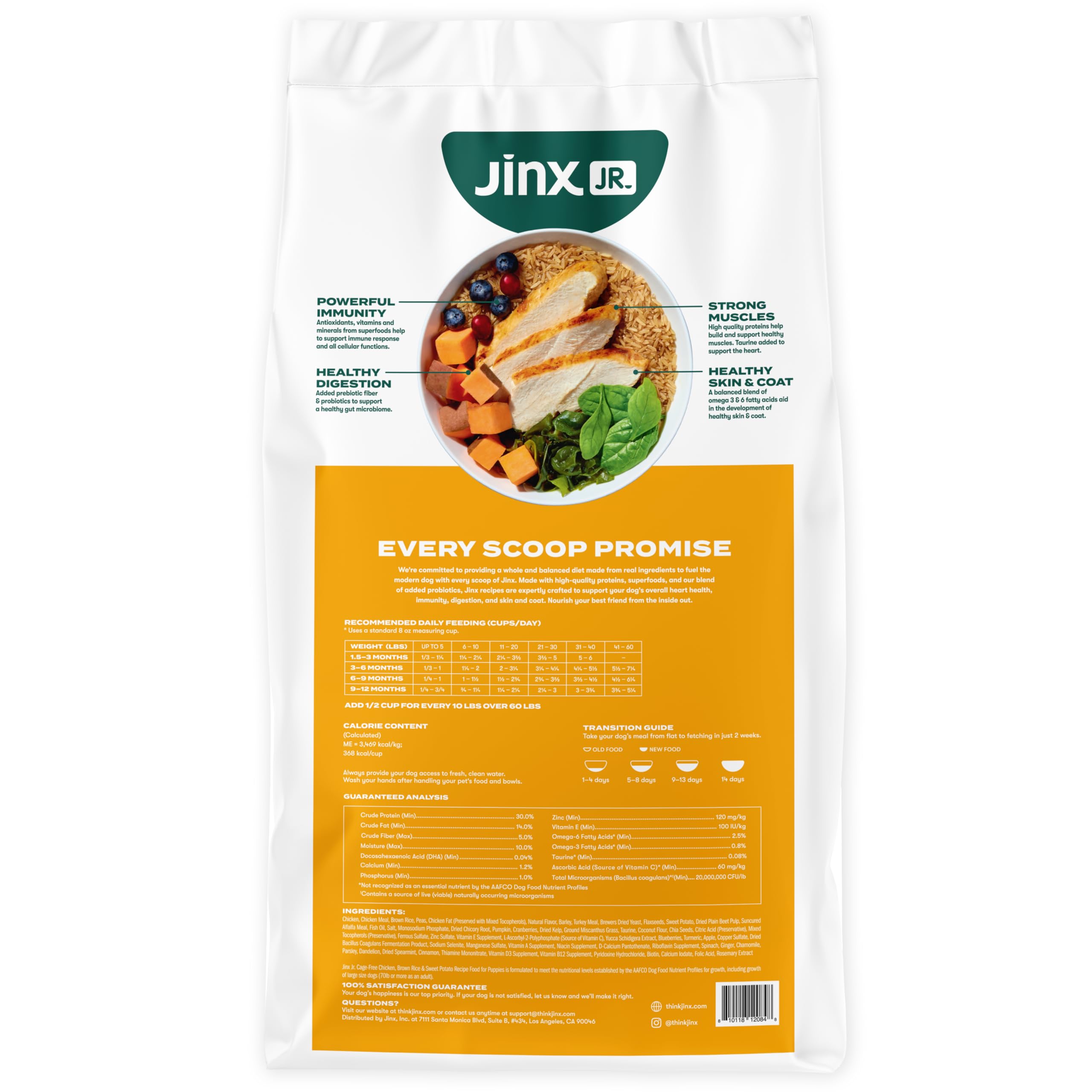 Jinx Premium Puppy Food real chicken first ingredient supporting lean muscle growth