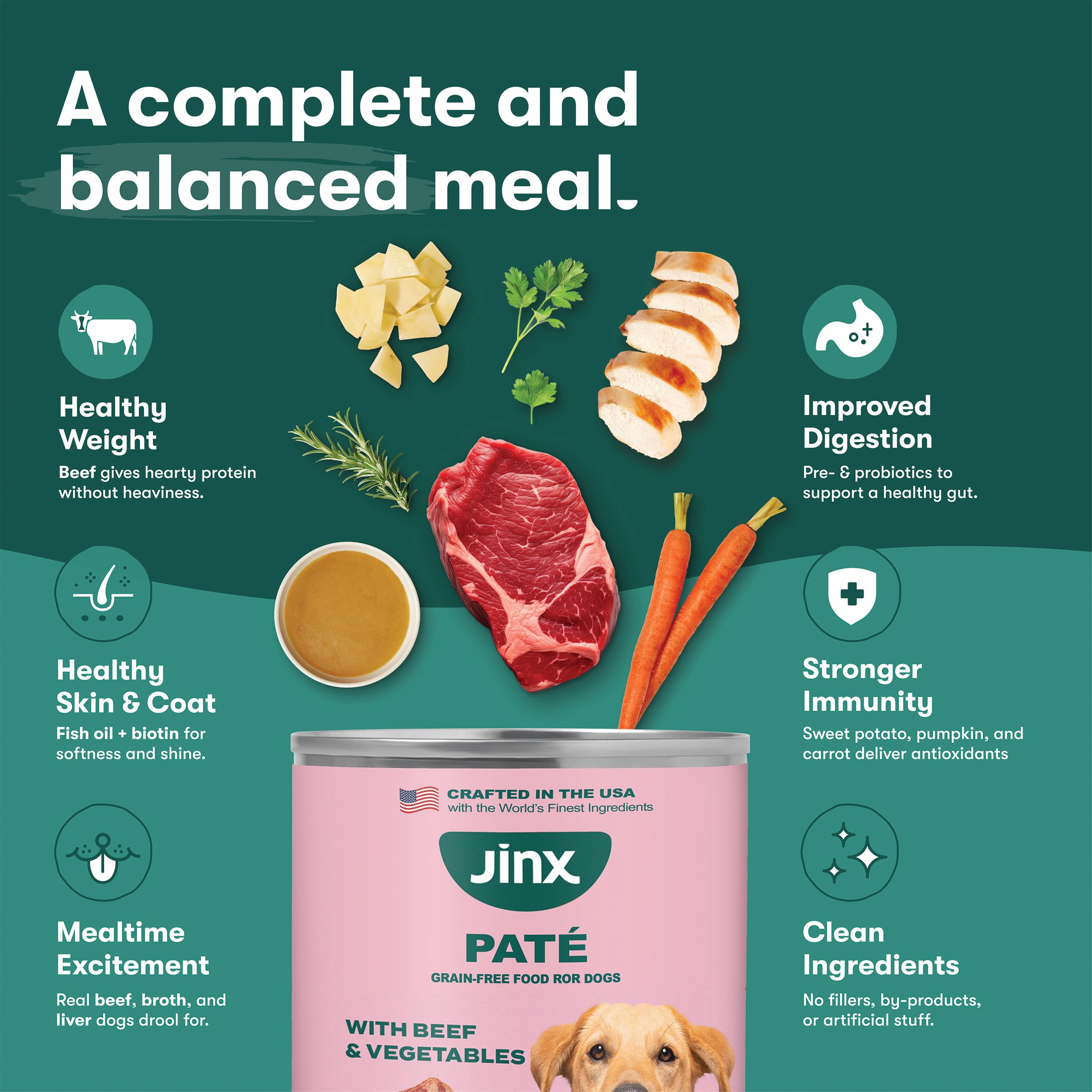 Jinx Premium Beef Pate: perfect topper to enhance kibble flavor and moisture