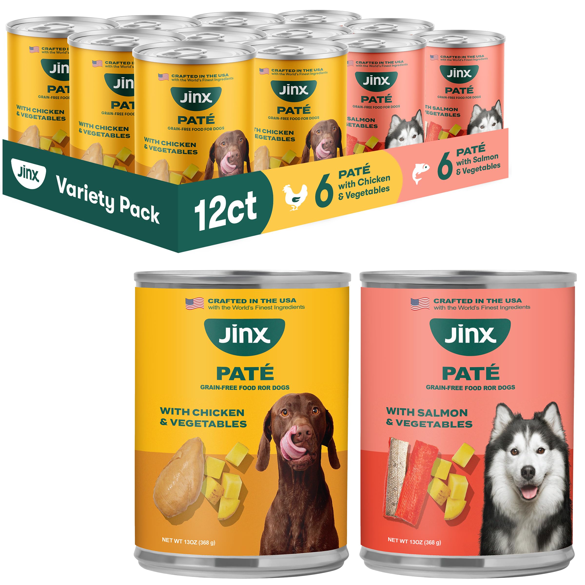 Jinx Salmon Pate can close-up showing rich texture for a flavorful meal