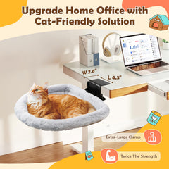 Sunken hammock design cradling a cat on the JinxZap desk bed