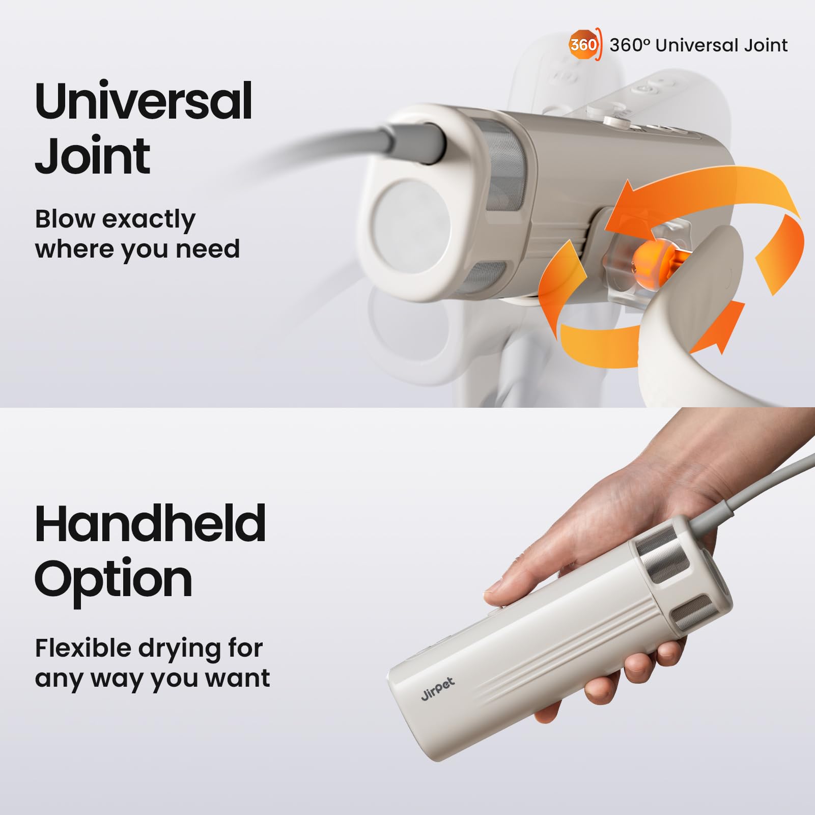 JirPet 1500W brushless motor delivers strong, efficient airflow