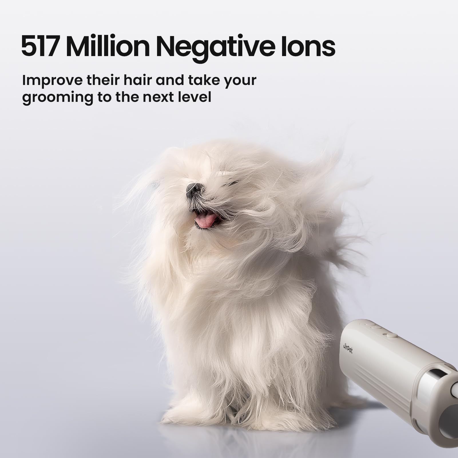 JirPet emits negative ions to help coat feel softer