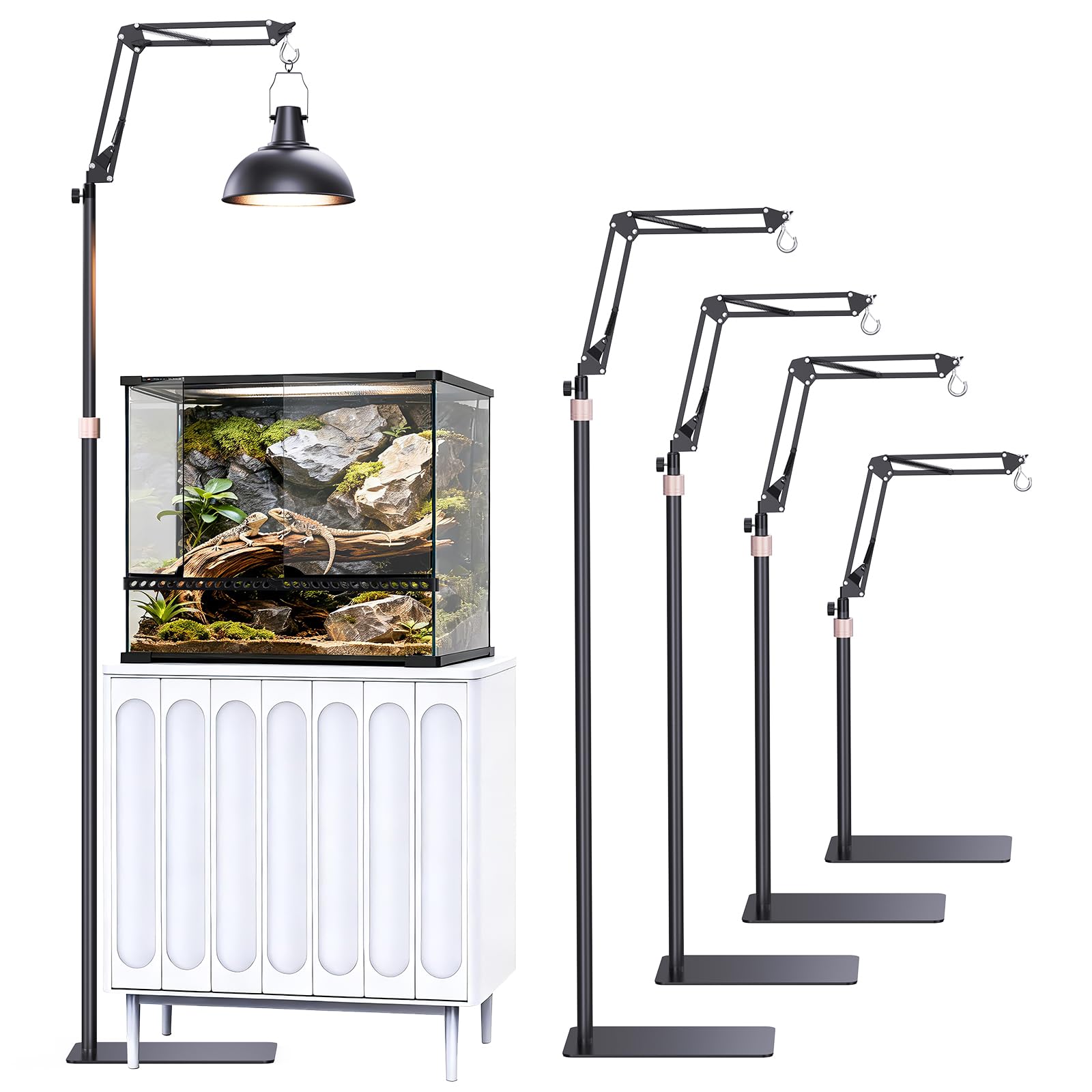 JIRVY reptile lamp stand adjustable height for bearded dragons and snakes
