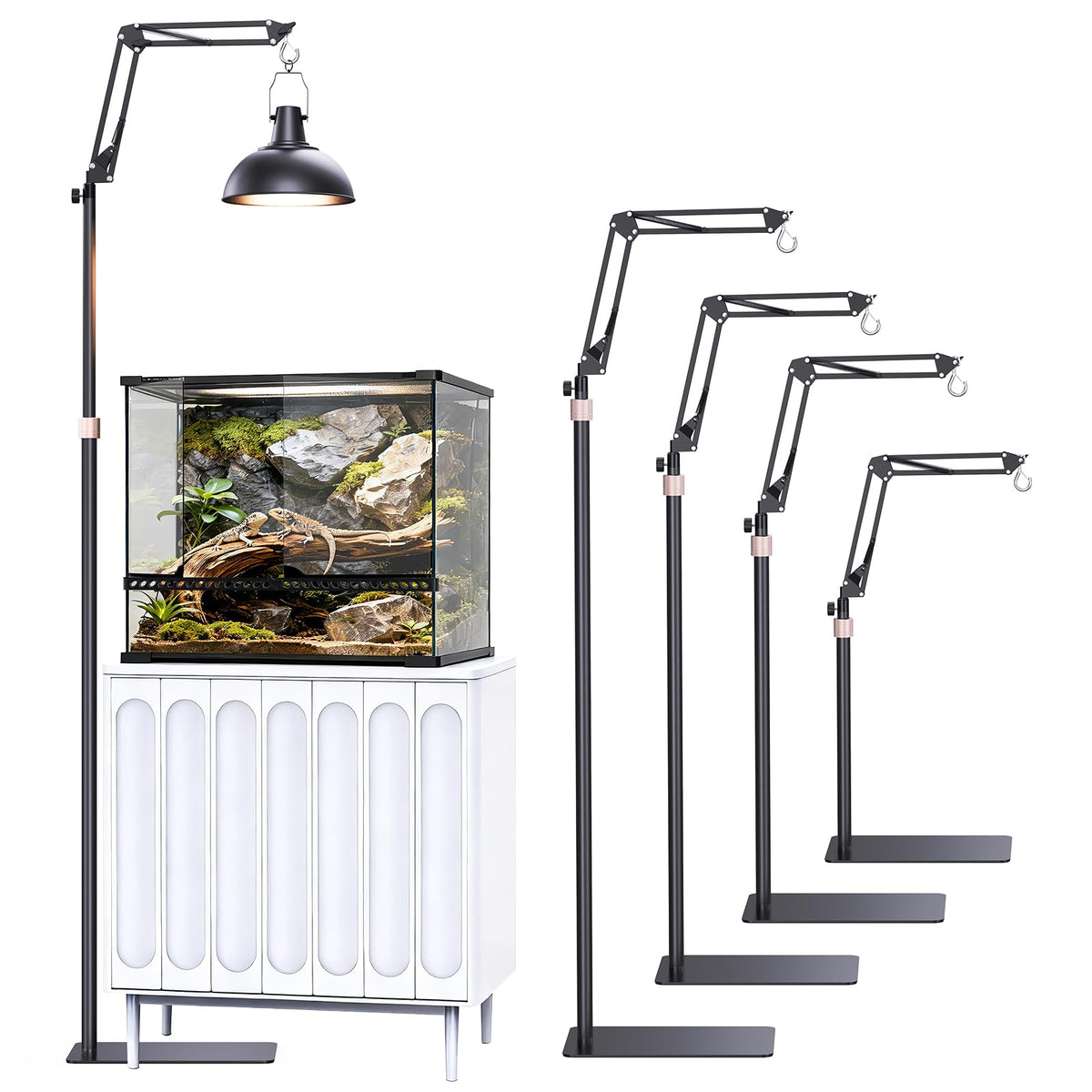 JIRVY reptile lamp stand adjustable height for bearded dragons and snakes