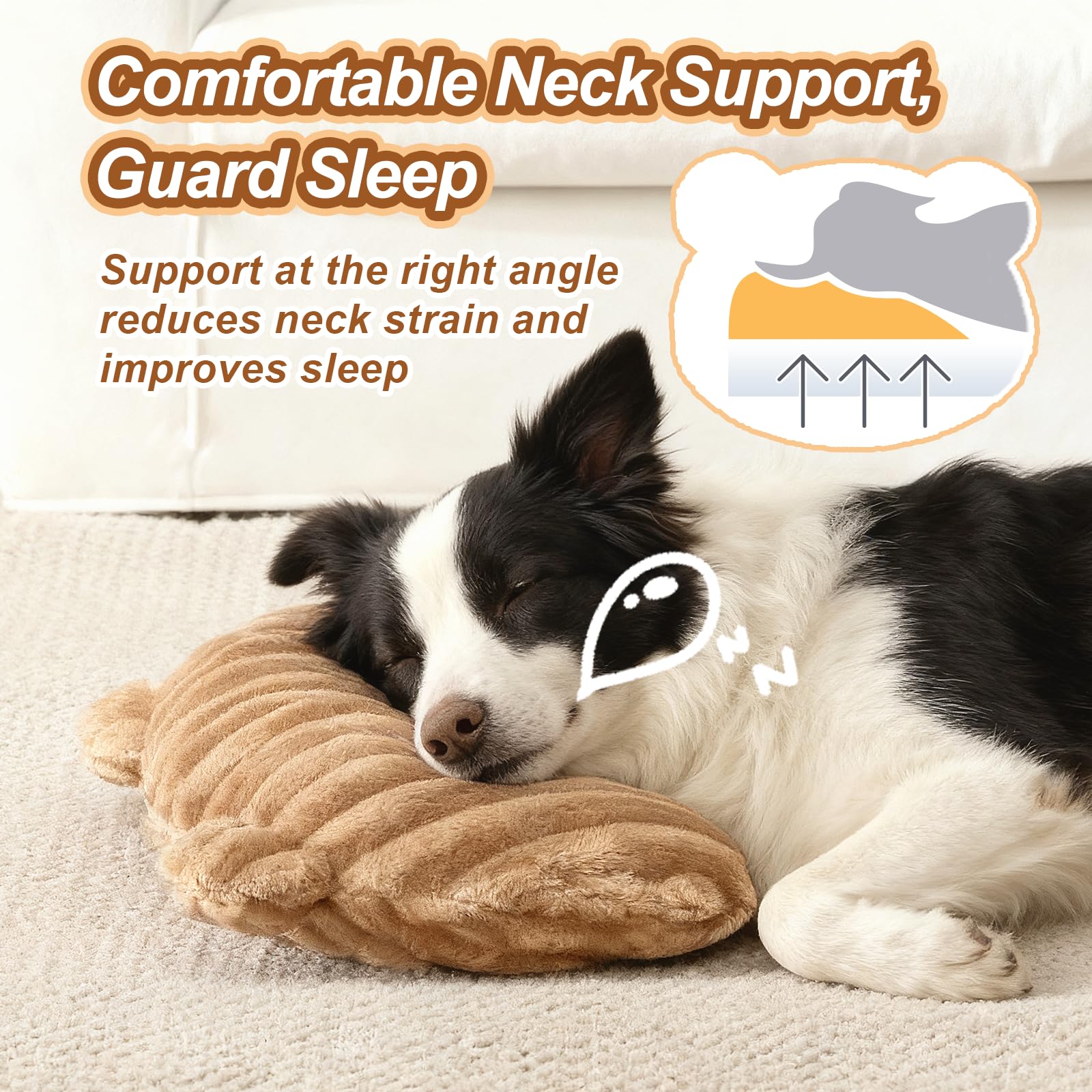 Jiupety dog calming pillow bear-ear design promotes calm breathing and comfort.