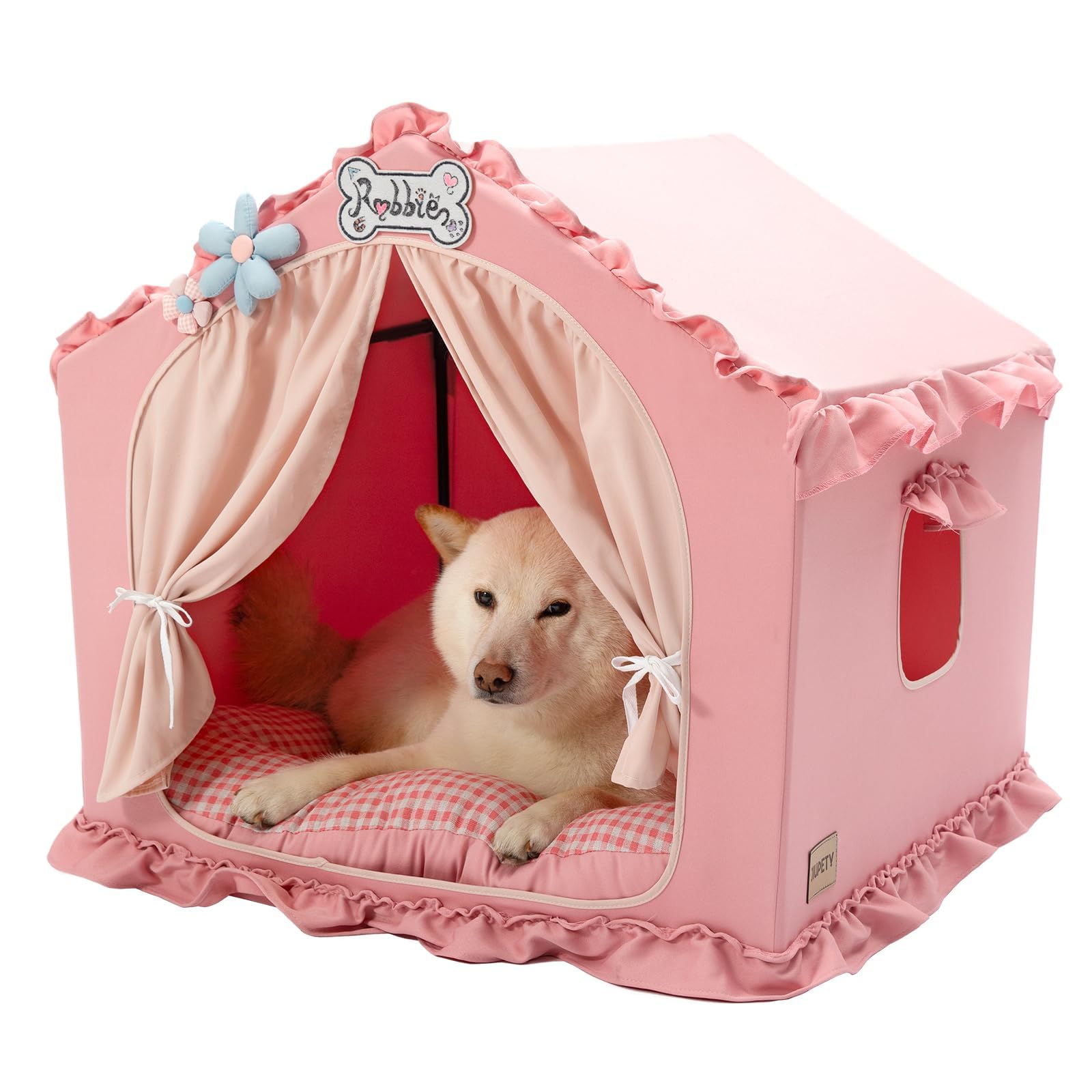 Jiupety indoor dog house frame provides sturdy support and easy assembly.