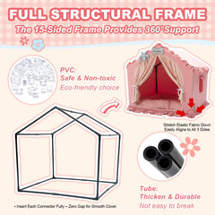 Jiupety pink dog bed with door curtain offers privacy for pets.