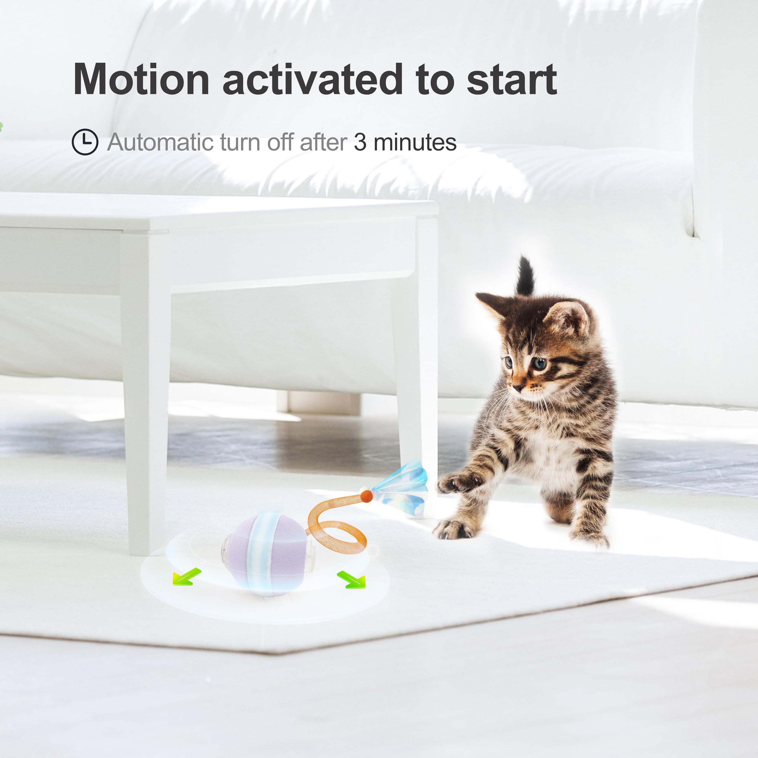 Jkanti cat ball standby mode indicator reassures gentle play for cautious cats.