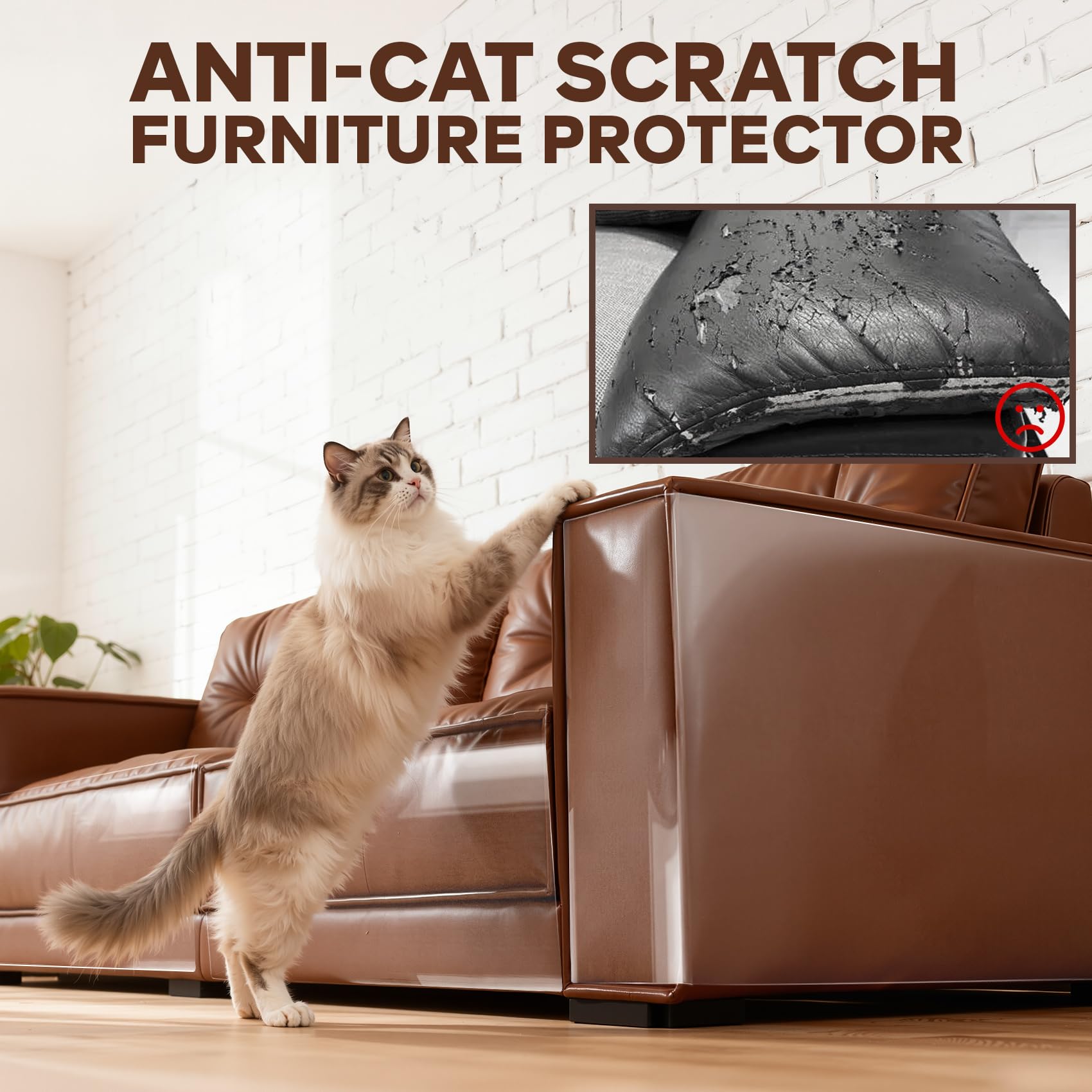 JKLMN protector on leather armchair shields claws while remaining nearly invisible