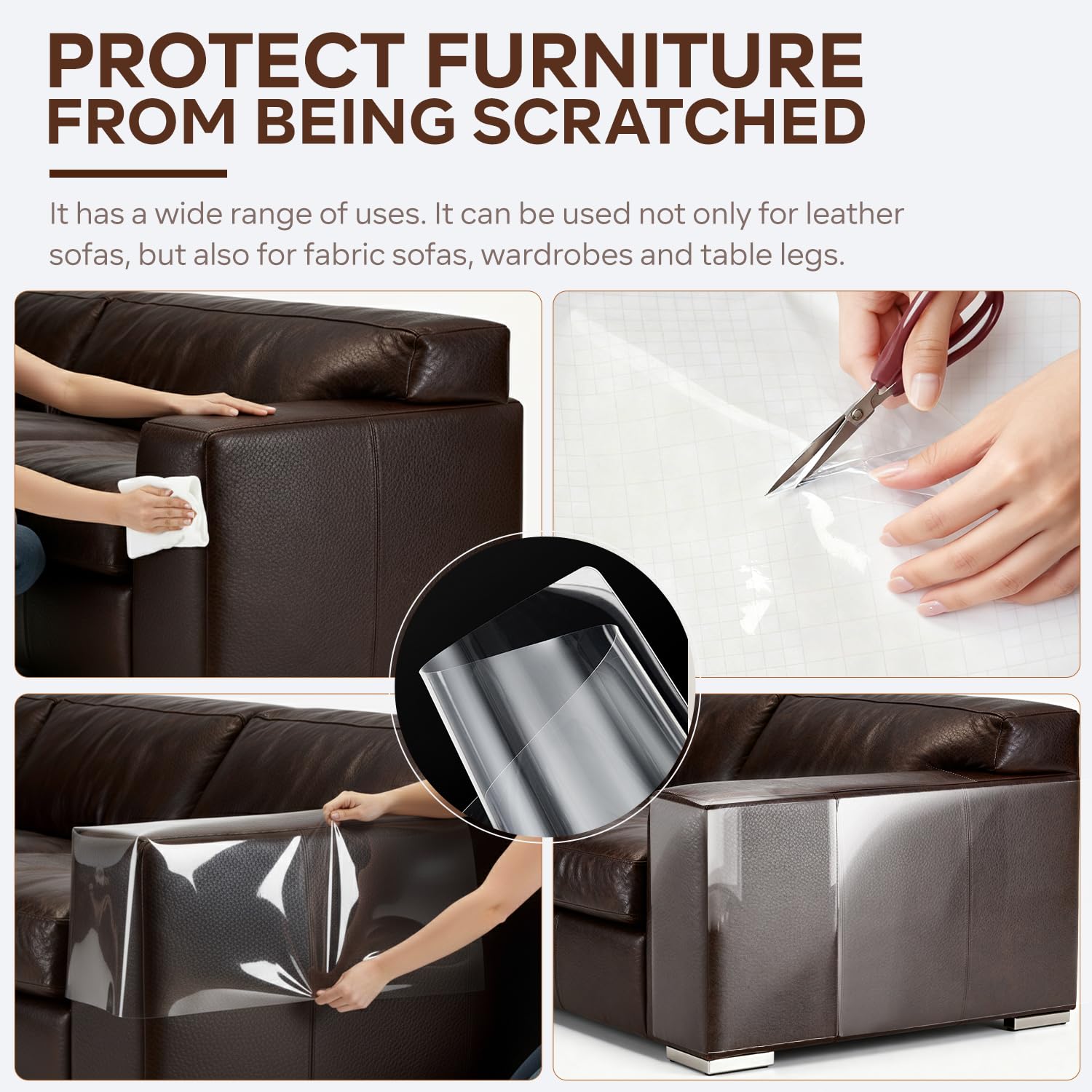 JKLMN protective film on headboard and chair preserves surfaces invisibly