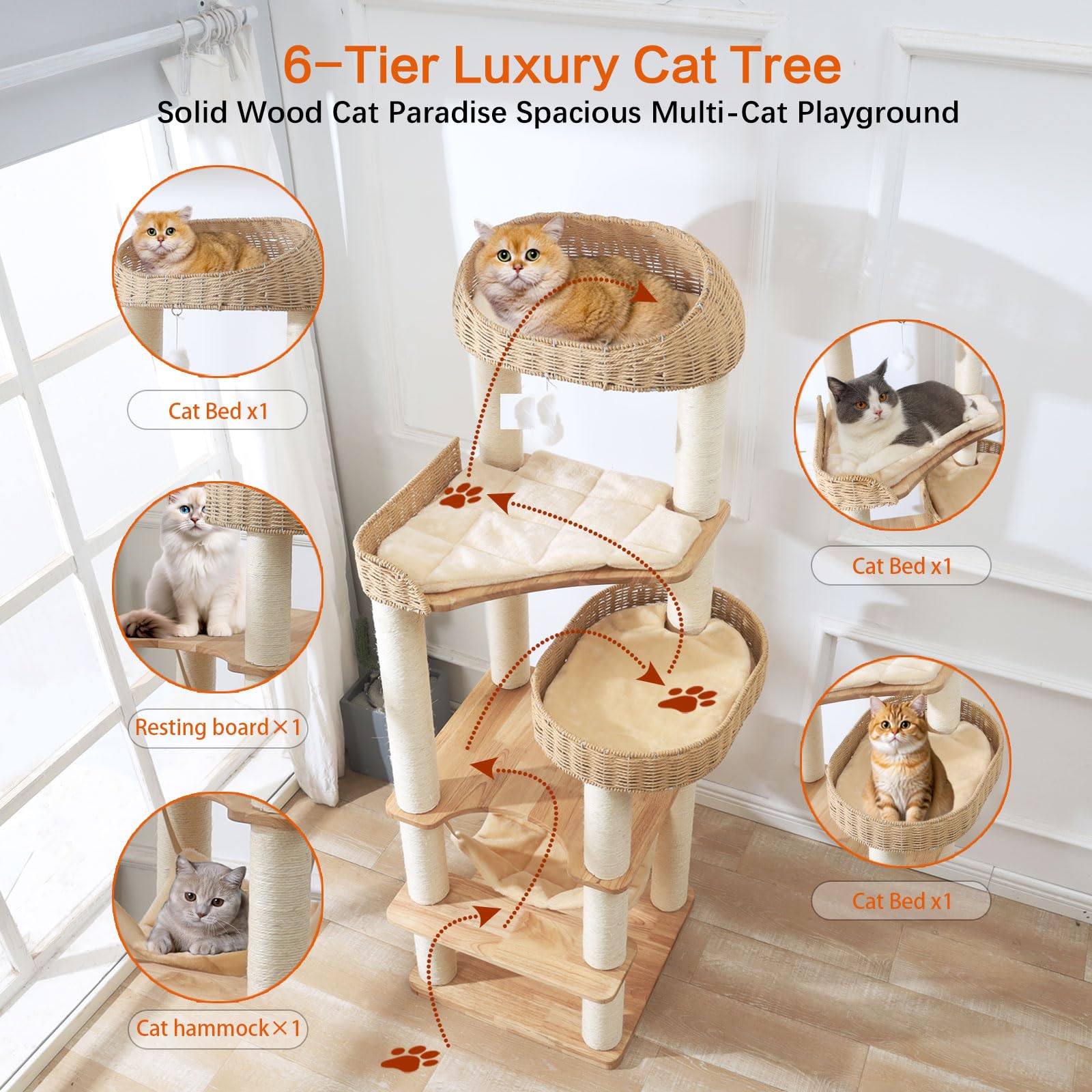 JLDUQKUM handwoven cat basket offers cozy resting spot.