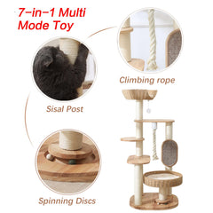 JLDUQKUM cat tree features two oversized beds for comforting retreats