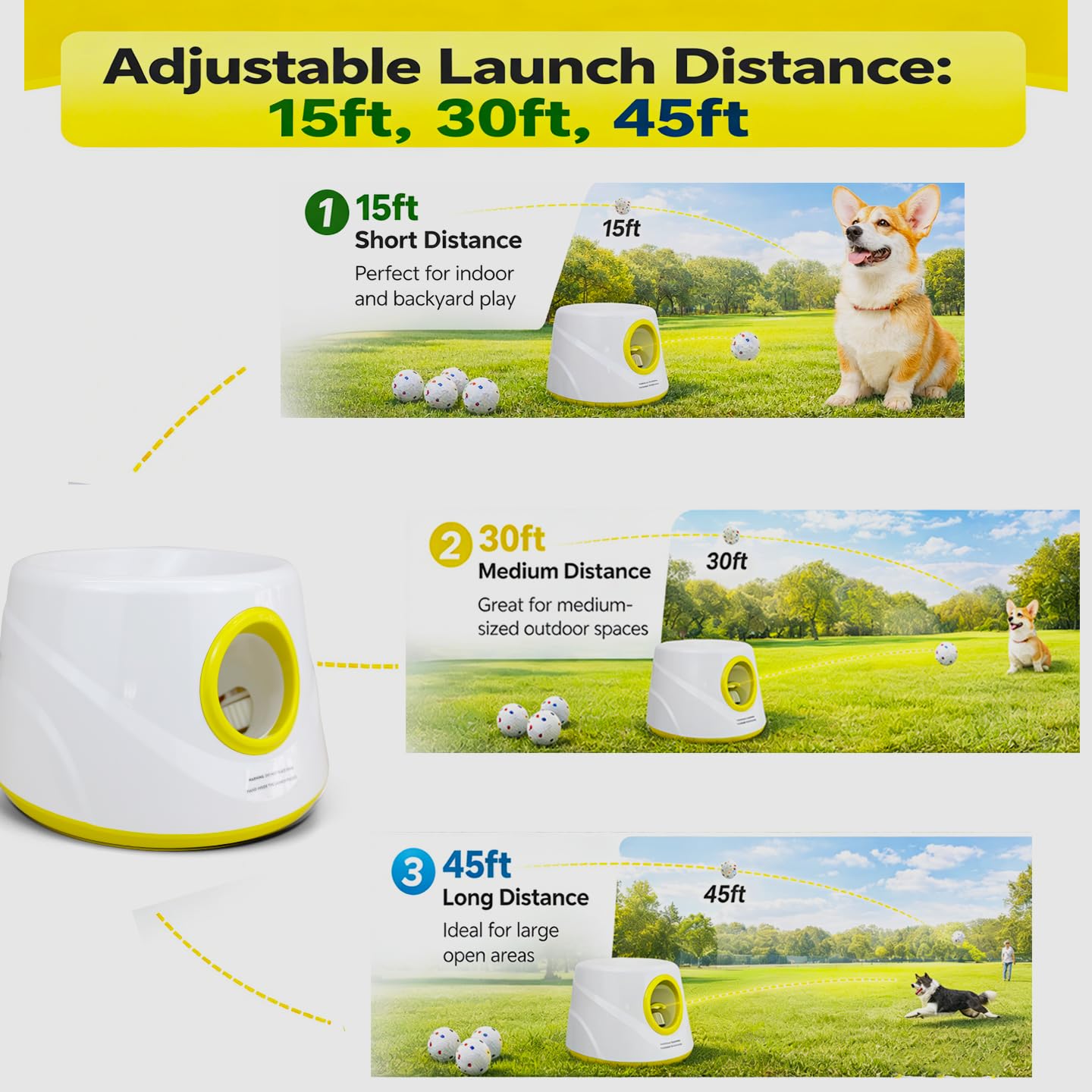JLGK distance dial displaying 15–45 ft adjustable range
