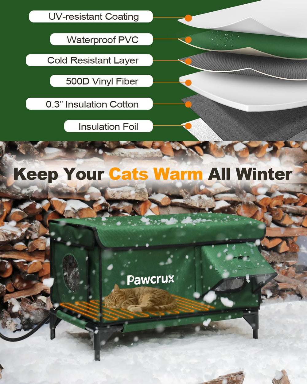 Aluminum foil insulation to help maintain interior warmth