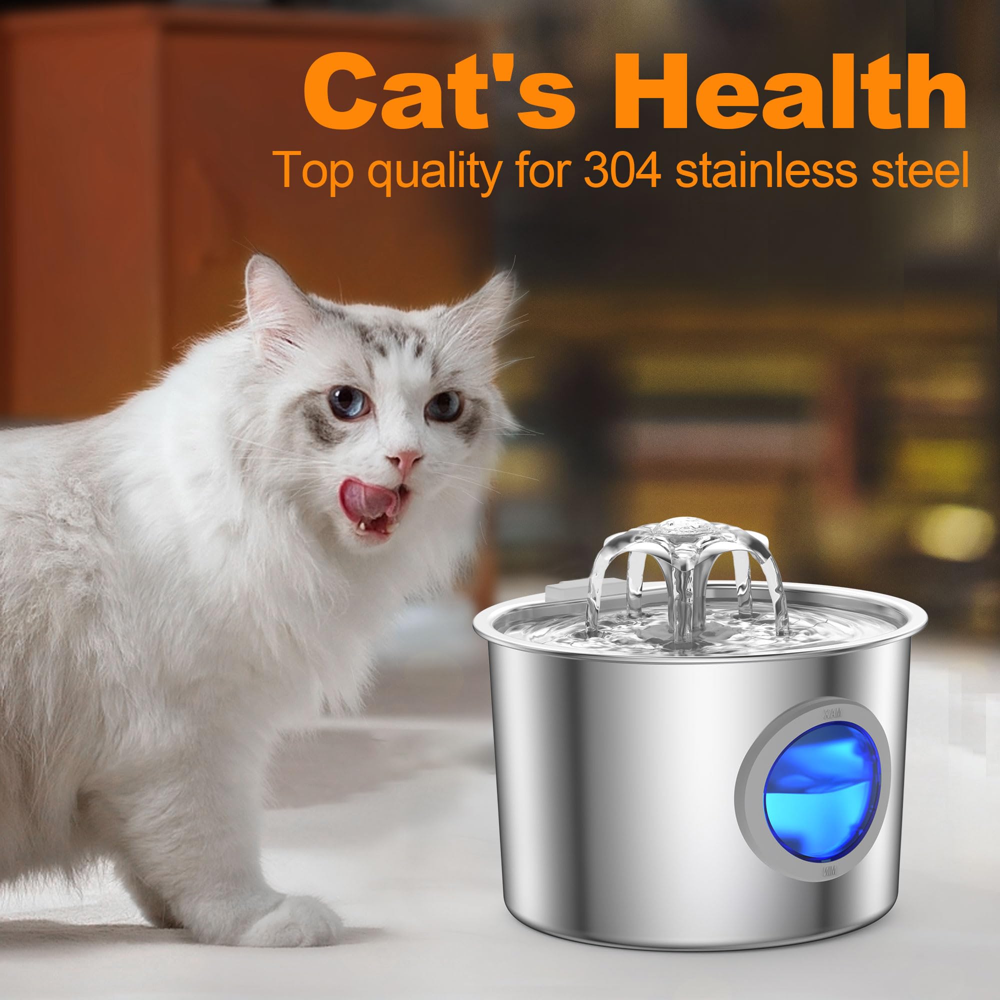 JLVDXN cat fountain detachable tank simplifies refills and quick cleaning.