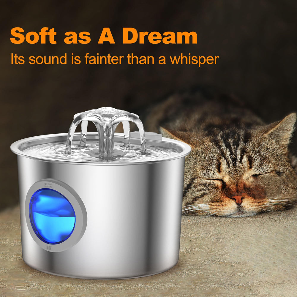 JLVDXN cat fountain blue LED night light helps locate water at night.