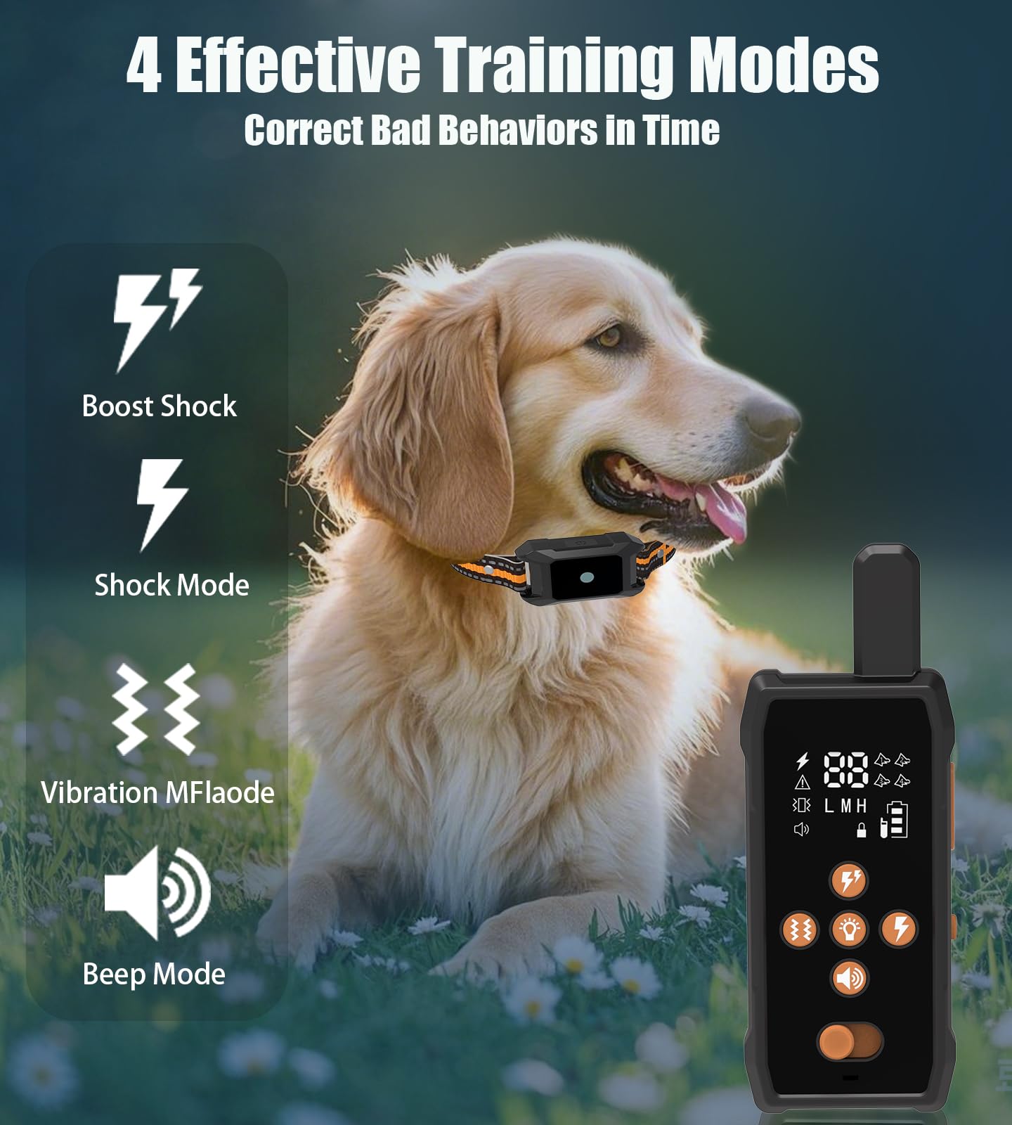 JLZNLC dual-channel remote trains two dogs simultaneously for efficiency.