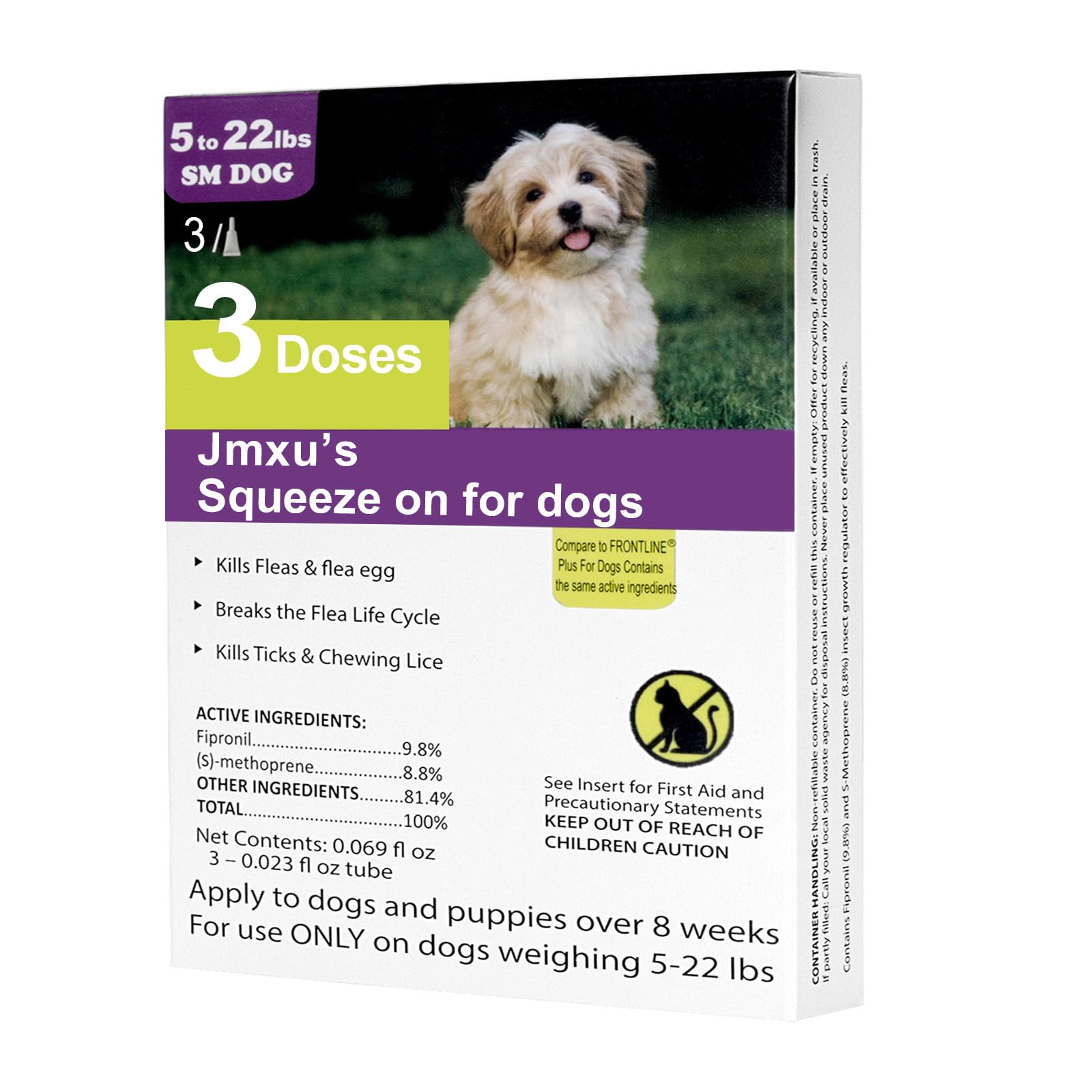 Jmxu's flea-tick prevention bottle for dogs, ready for topical application