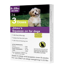 Jmxu's flea-tick prevention bottle for dogs, ready for topical application