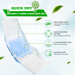JOCCIK dog diaper liners absorb up to 10 fl oz for sustained dryness