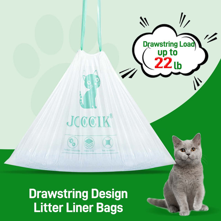JOCCIK heavy-duty self-cleaning litter liner ensures secure waste containment and easy disposal.