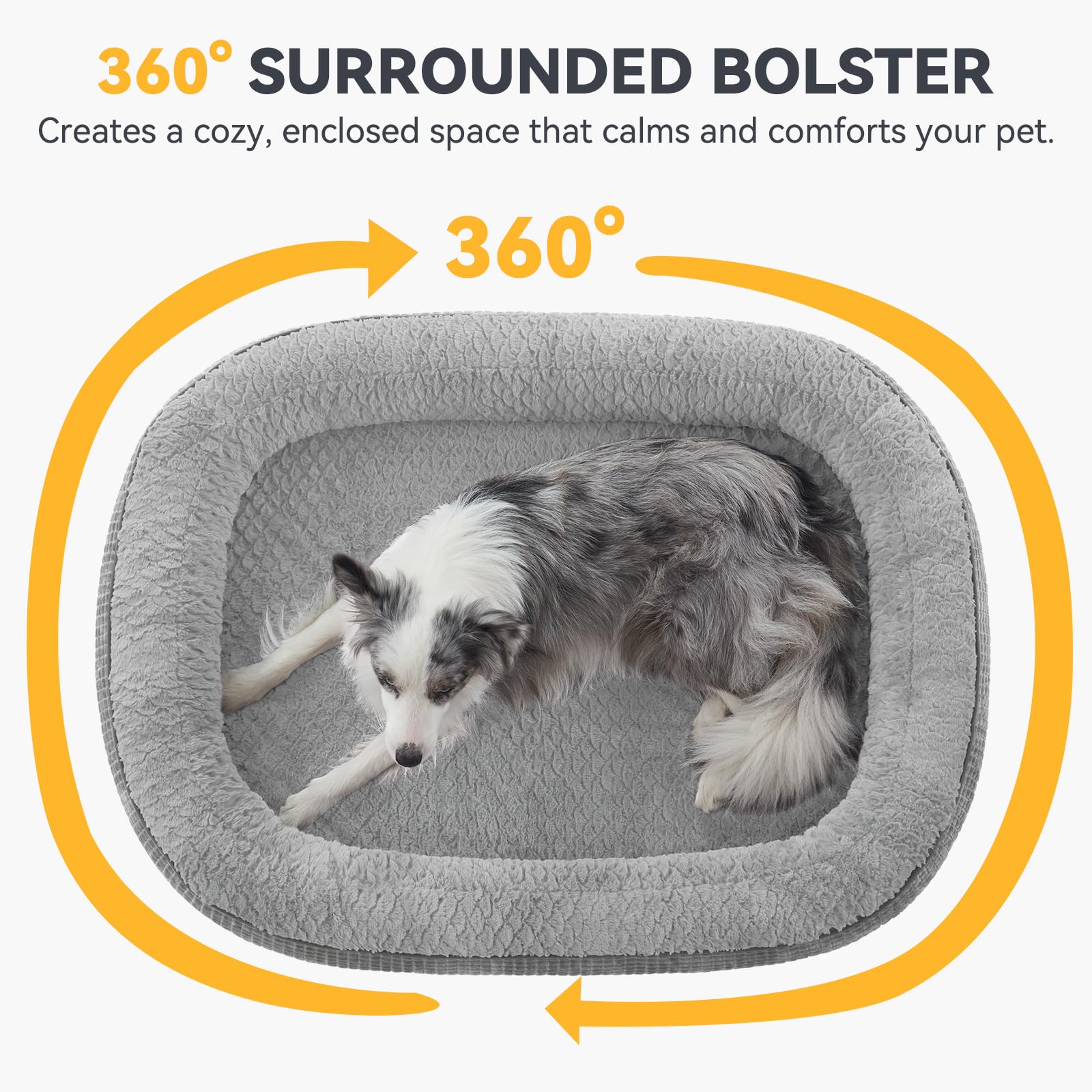 360-degree bolster around the bed provides secure head and neck support
