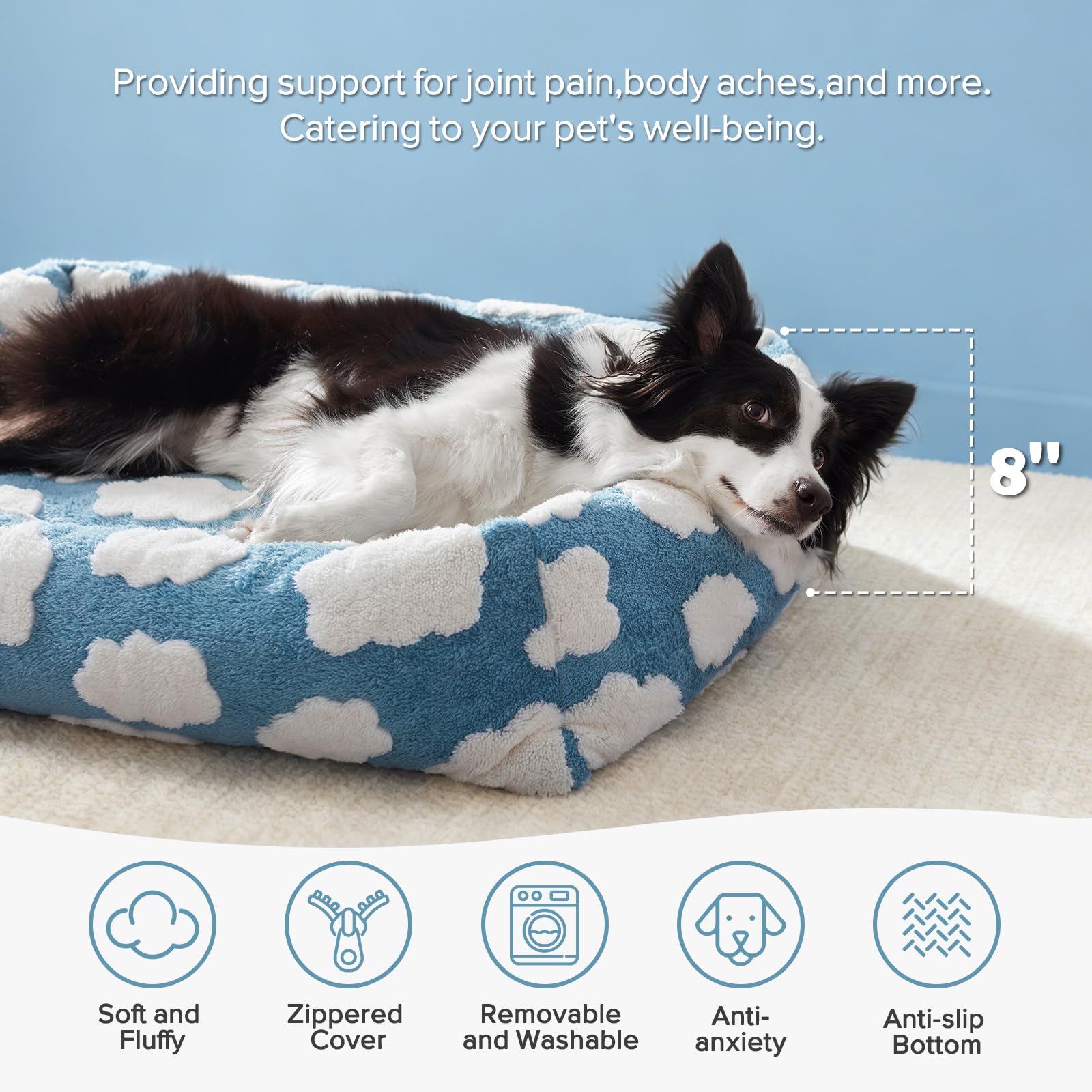 JOEJOY Medium size dog bed with outer dimensions of 25x21x7 inches for balanced rest.