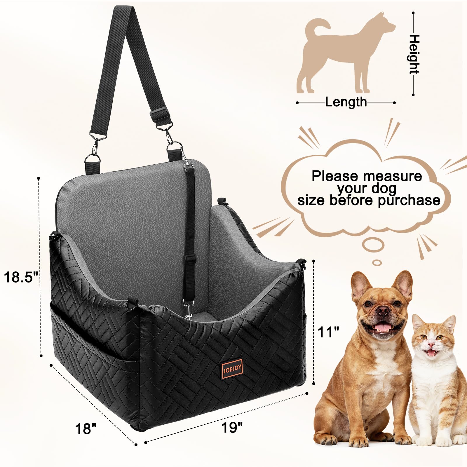 JOEJOY safety belt and non-slip base secure pets during rides.