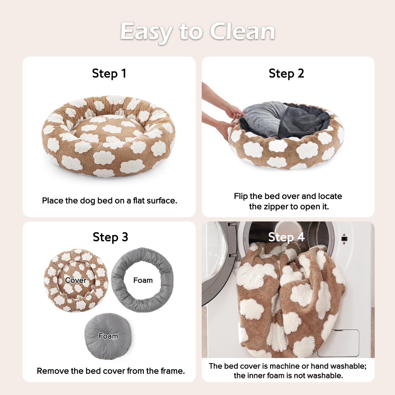 Anti-slip bottom on JOEJOY donut bed keeps it in place during use.