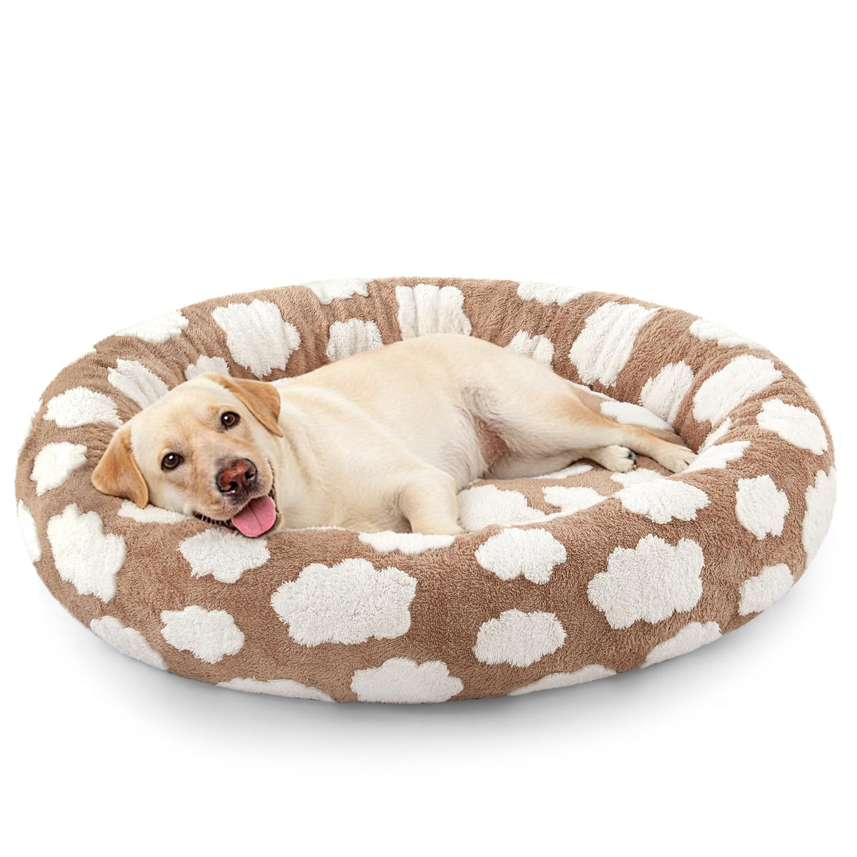 JOEJOY Donut Large Dog Bed in black with round plush design for cozy lounging.