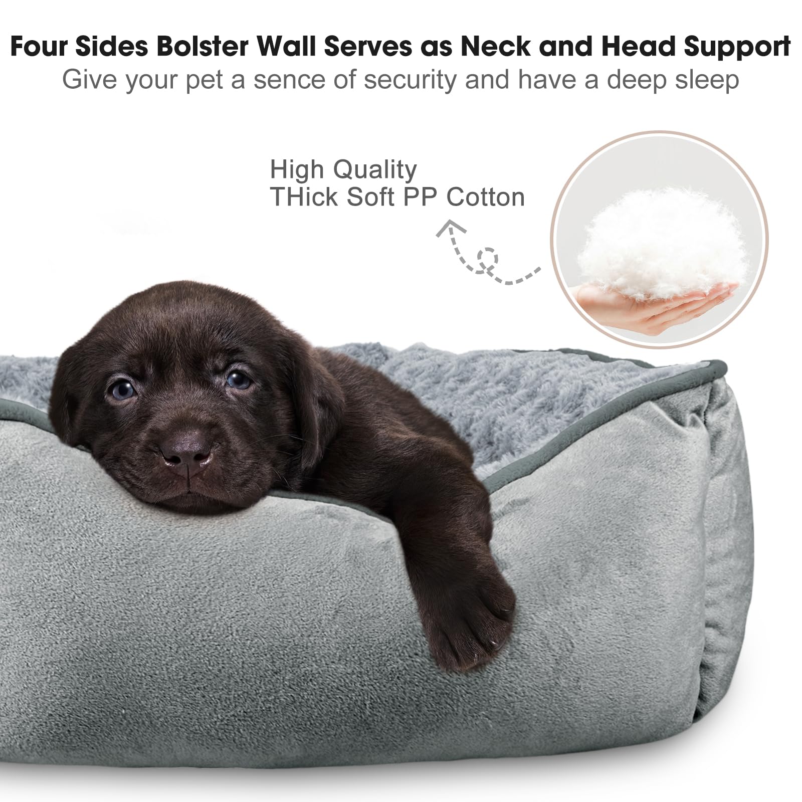 JOEJOY rectangle bed in cozy suede fabric to keep pets warm.