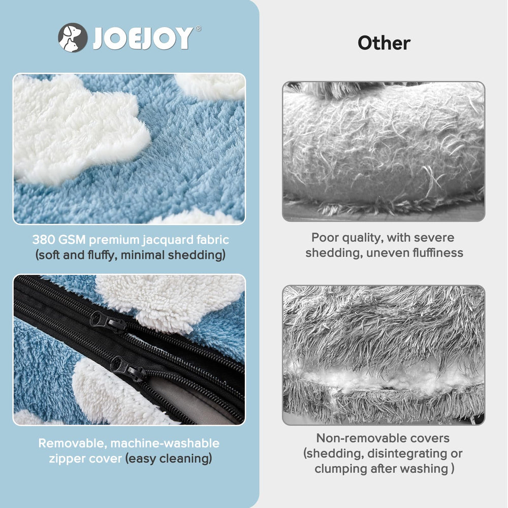 JOEJOY Soft furry rectangle bed offering plush warmth and snuggly naps.
