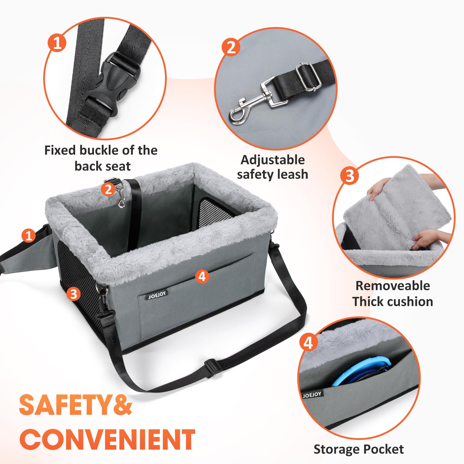 Plush cushion and soft rim on the JOEJOY booster seat for comfort.