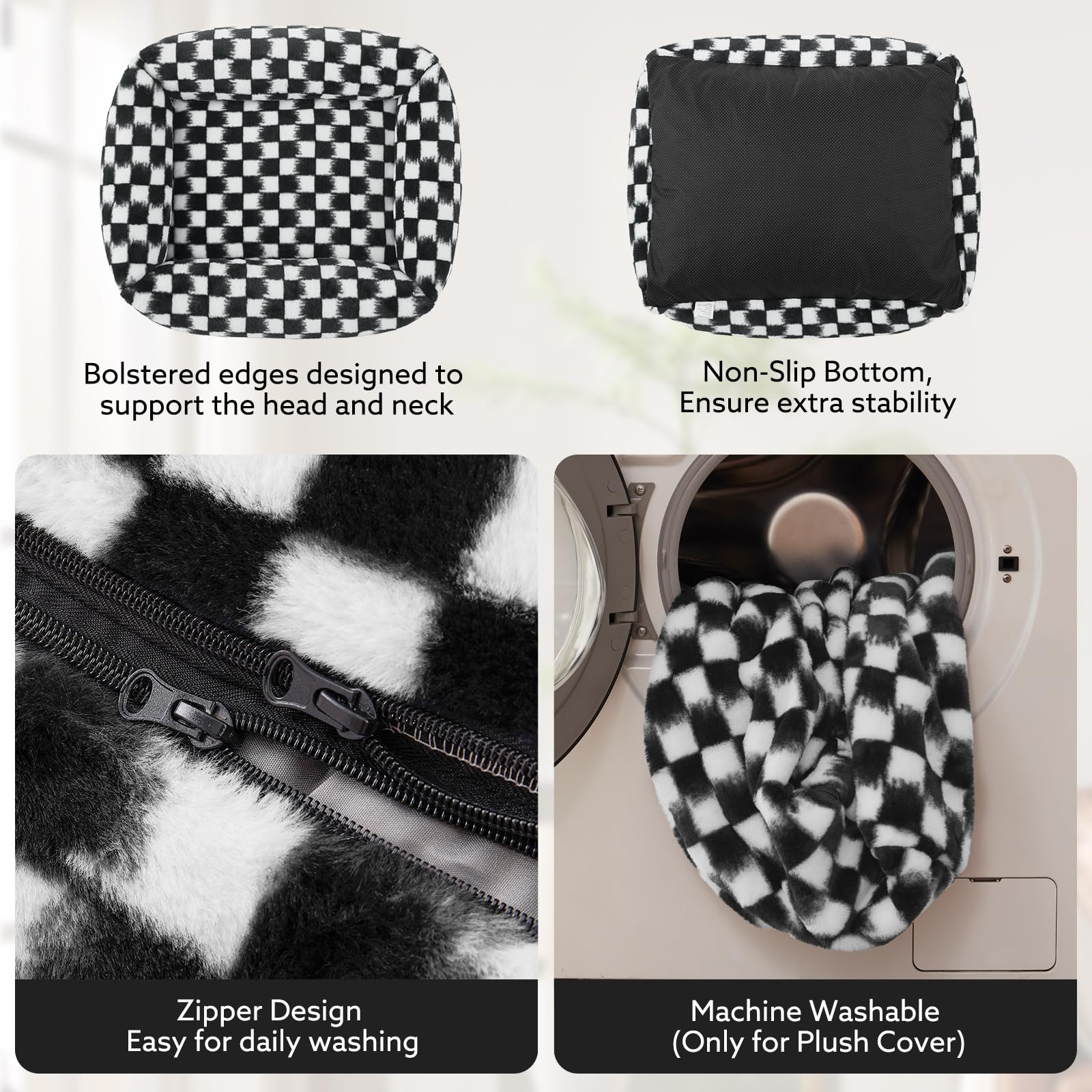 JOEJOY dog bed faux rabbit fur texture feels soft and warm.