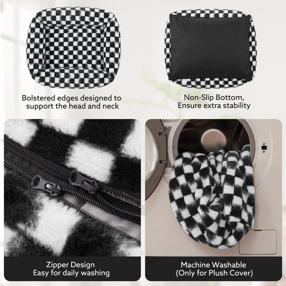 JOEJOY dog bed faux rabbit fur texture feels soft and warm.