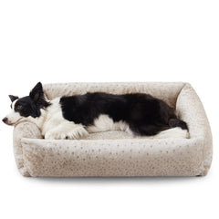 JOEJOY dog bed medium leopard plush fur provides warm, cozy comfort for pets