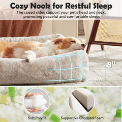 JOEJOY dog bed raised side nook supports head and neck for restful sleep
