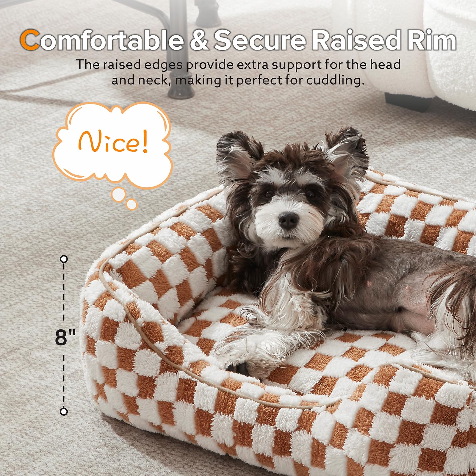 JOEJOY bed with checkboard pattern adds stylish decor to your space.