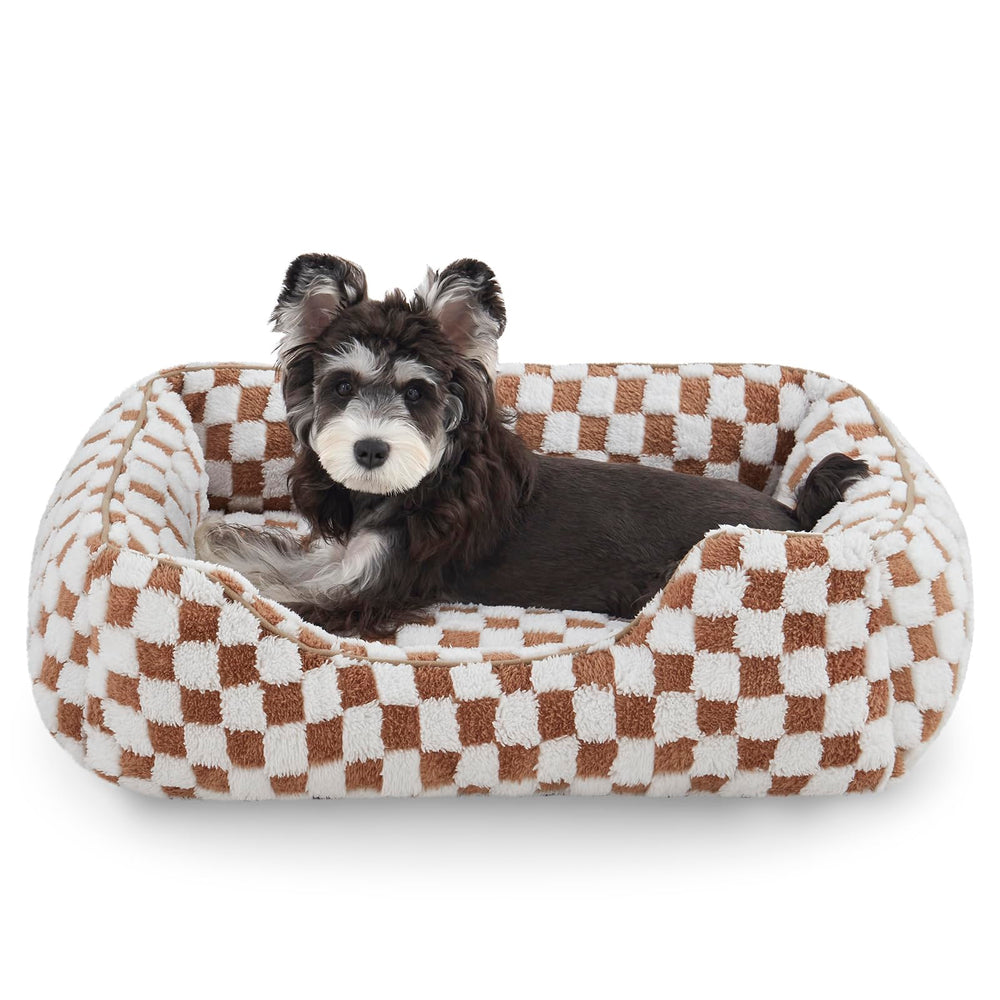JOEJOY small dog bed in soft plush fabric provides warm, cozy naps.