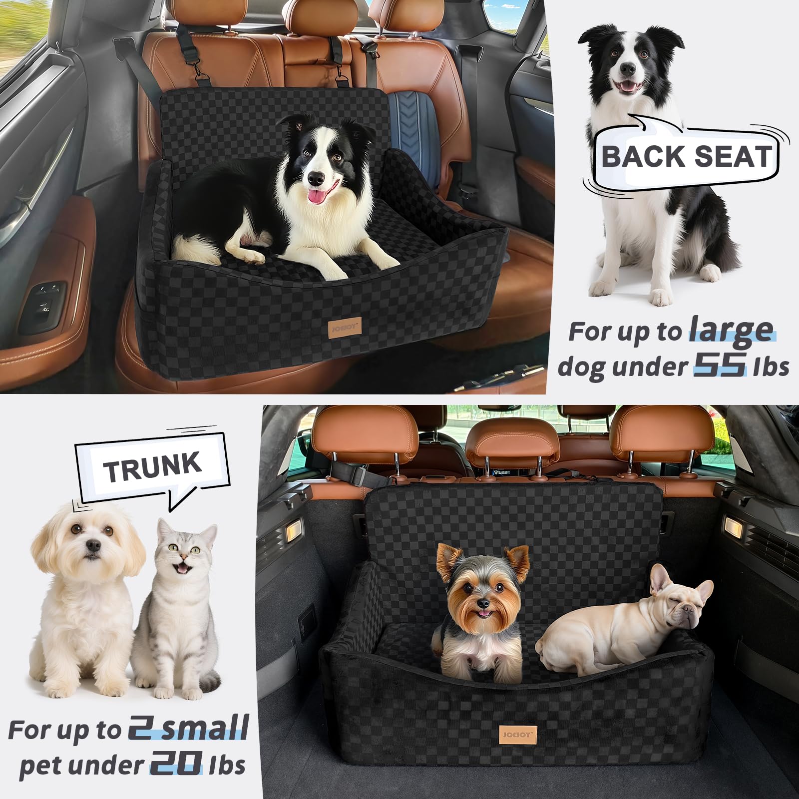 JOEJOY easy-install booster car seat with removable, machine-washable cover