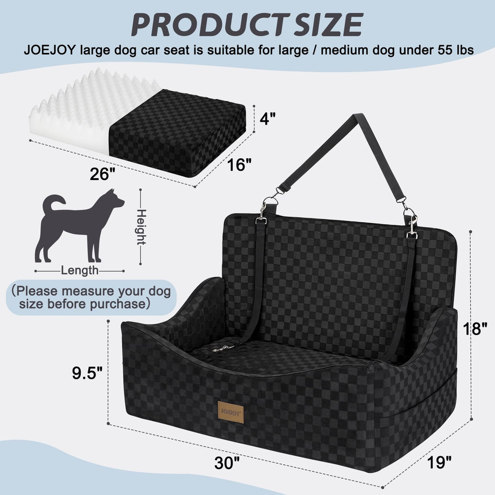 JOEJOY large dog car seat fits dogs up to 55 lbs or two small dogs