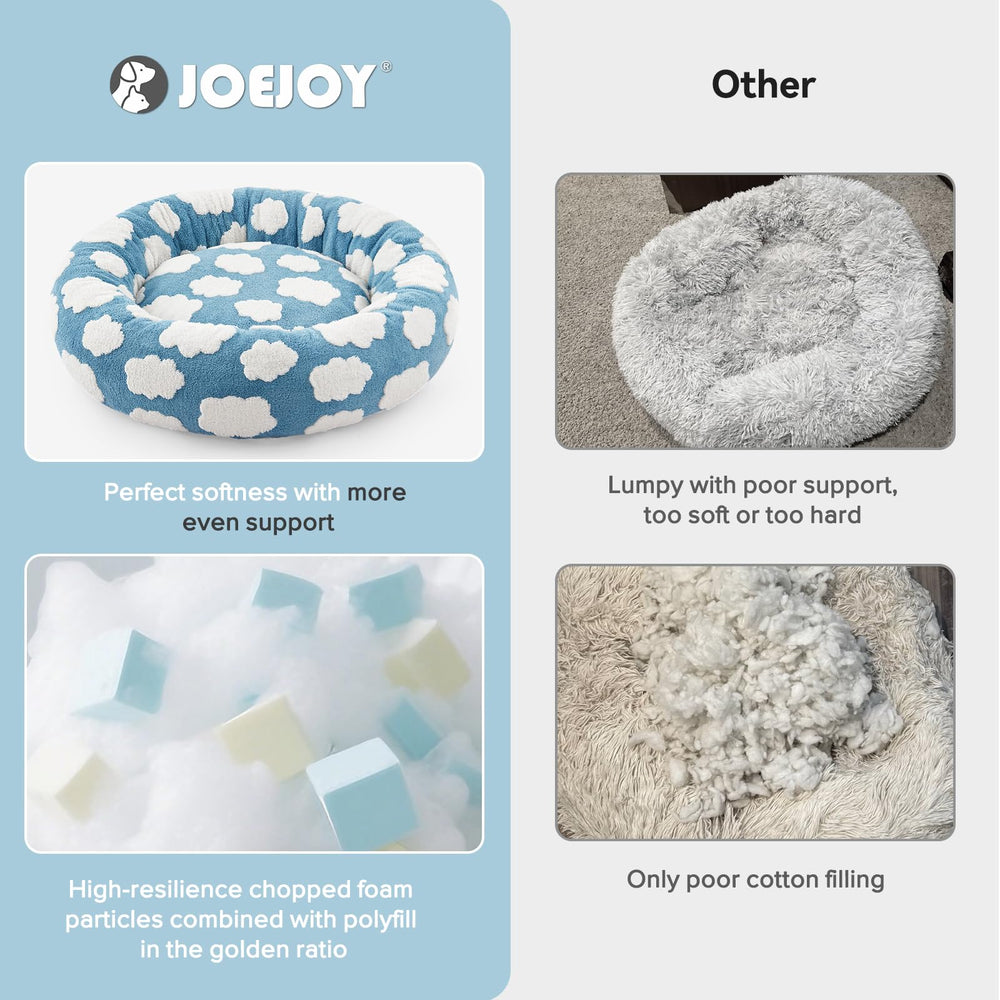JOEJOY Donut bed anti-slip-bottom keeps the bed stable on floors.