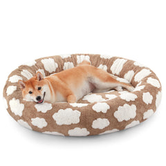 JOEJOY donut dog bed with round shaggy plush for cozy lounging