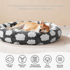 Joejoy donut large dog bed with anti-slip bottom to stay in place.