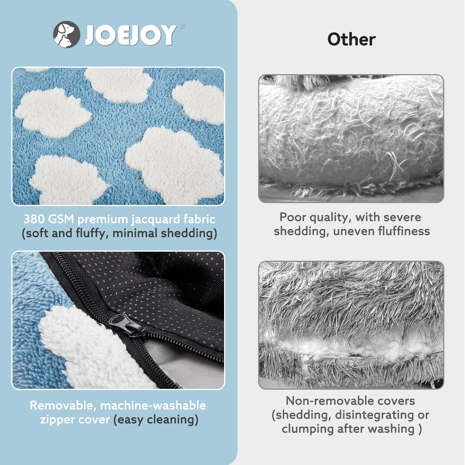 JOEJOY Donut Large Dog Bed plush fabric enhances nap comfort and coziness.