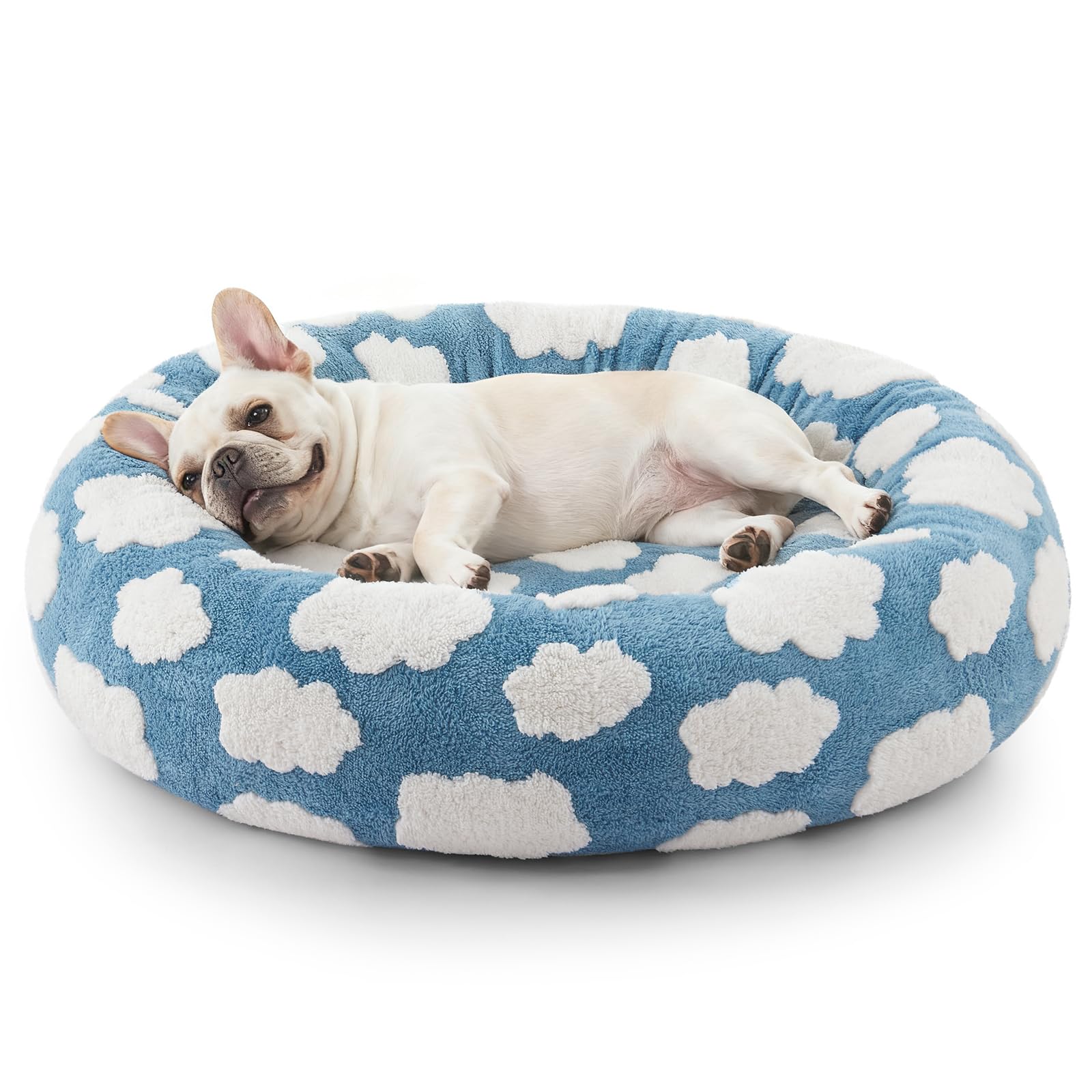 JOEJOY Donut small dog bed plush-round for a cozy, secure nap.